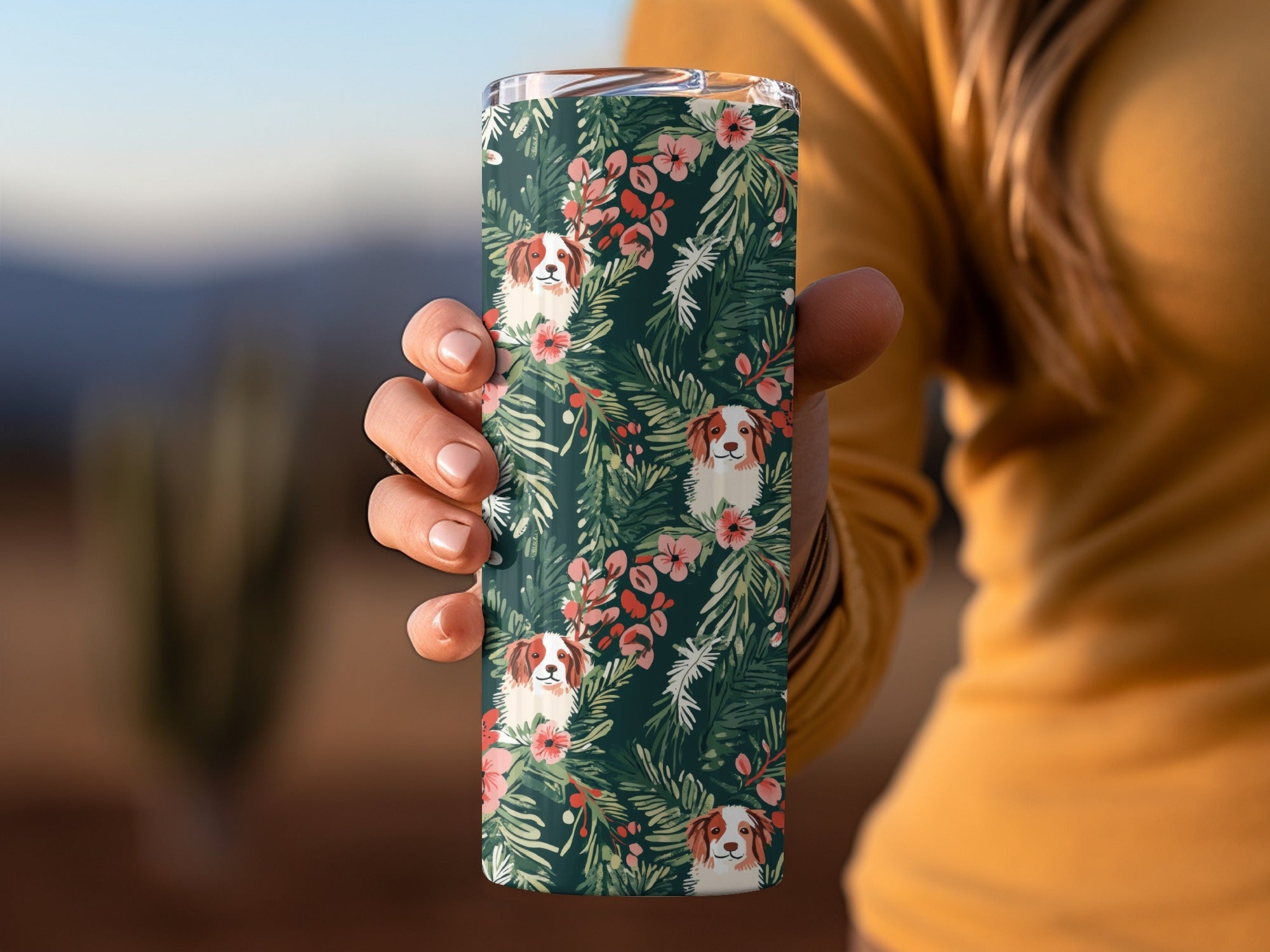 Cavalier Dog Digital Paper, Floral Seamless Pattern, Christmas Design, Pet Fabric Design, Dog Lover Gift, Repeating Pattern, 12x12 JPEG - Moore and Mountain