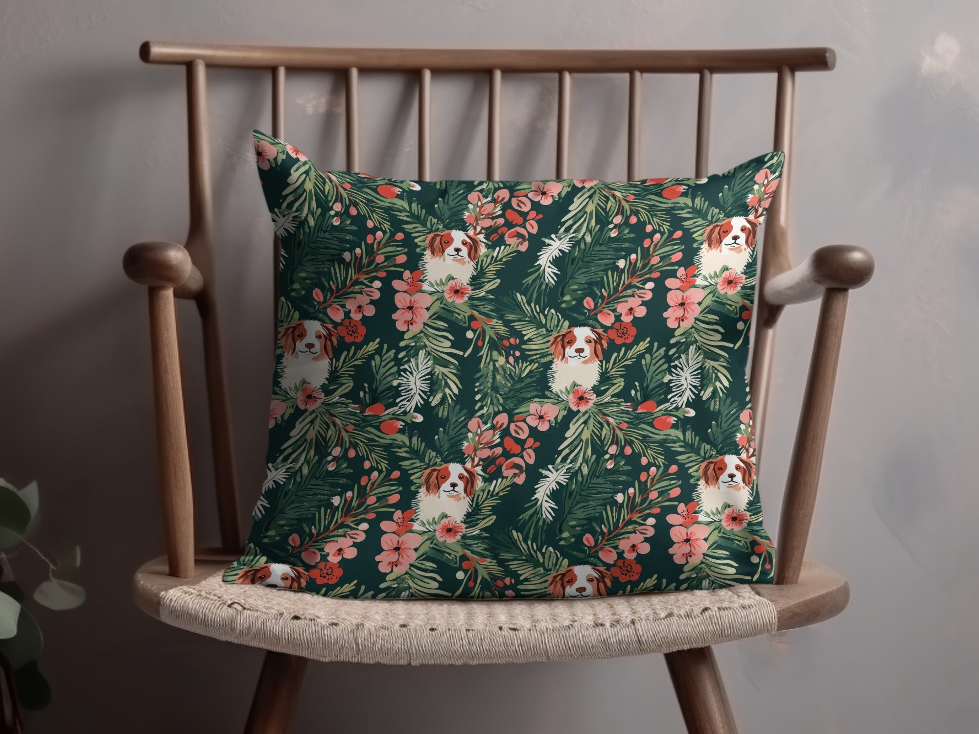 Cavalier Dog Digital Paper, Floral Seamless Pattern, Christmas Design, Pet Fabric Design, Dog Lover Gift, Repeating Pattern, 12x12 JPEG - Moore and Mountain