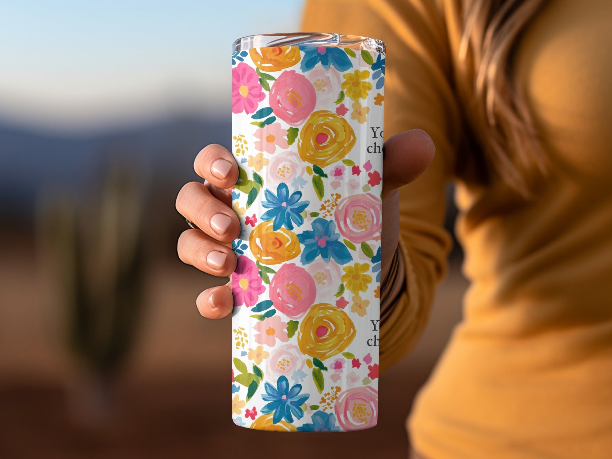 Vibrant Floral Pattern Insulated Tumbler Cup Product
