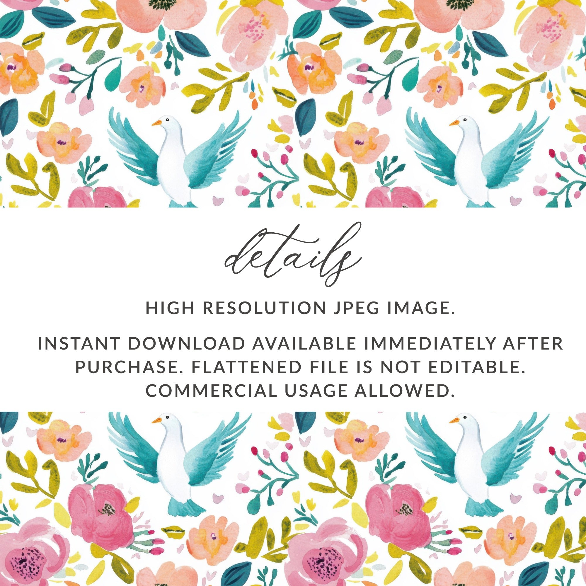 Beautiful High Resolution Floral and Bird Pattern Design