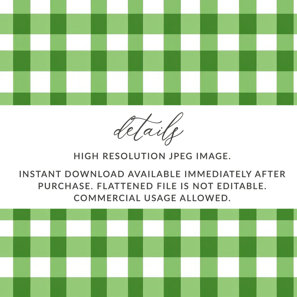 Green Gingham Pattern High Resolution JPEG Image Digital File