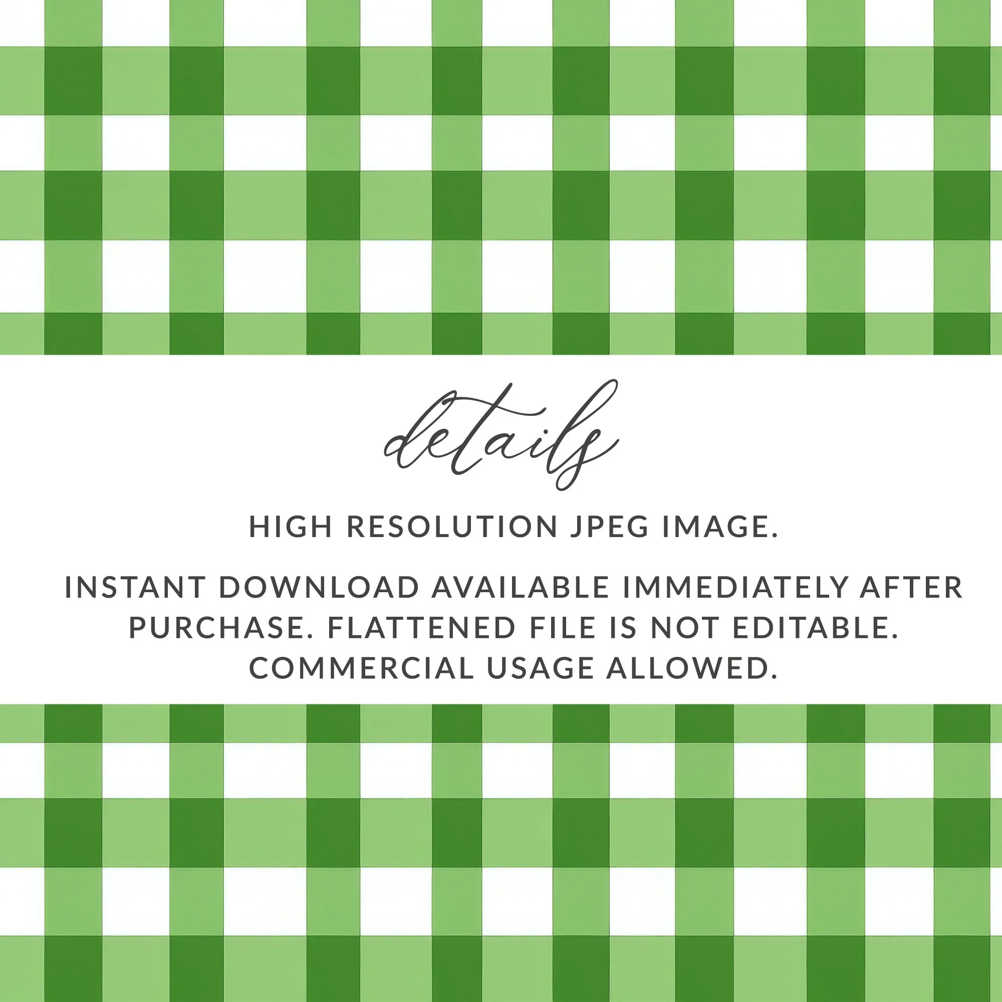 Green Gingham Pattern High Resolution JPEG Image Digital File