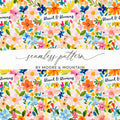 Colorful Floral Blessed & Blooming Seamless Pattern