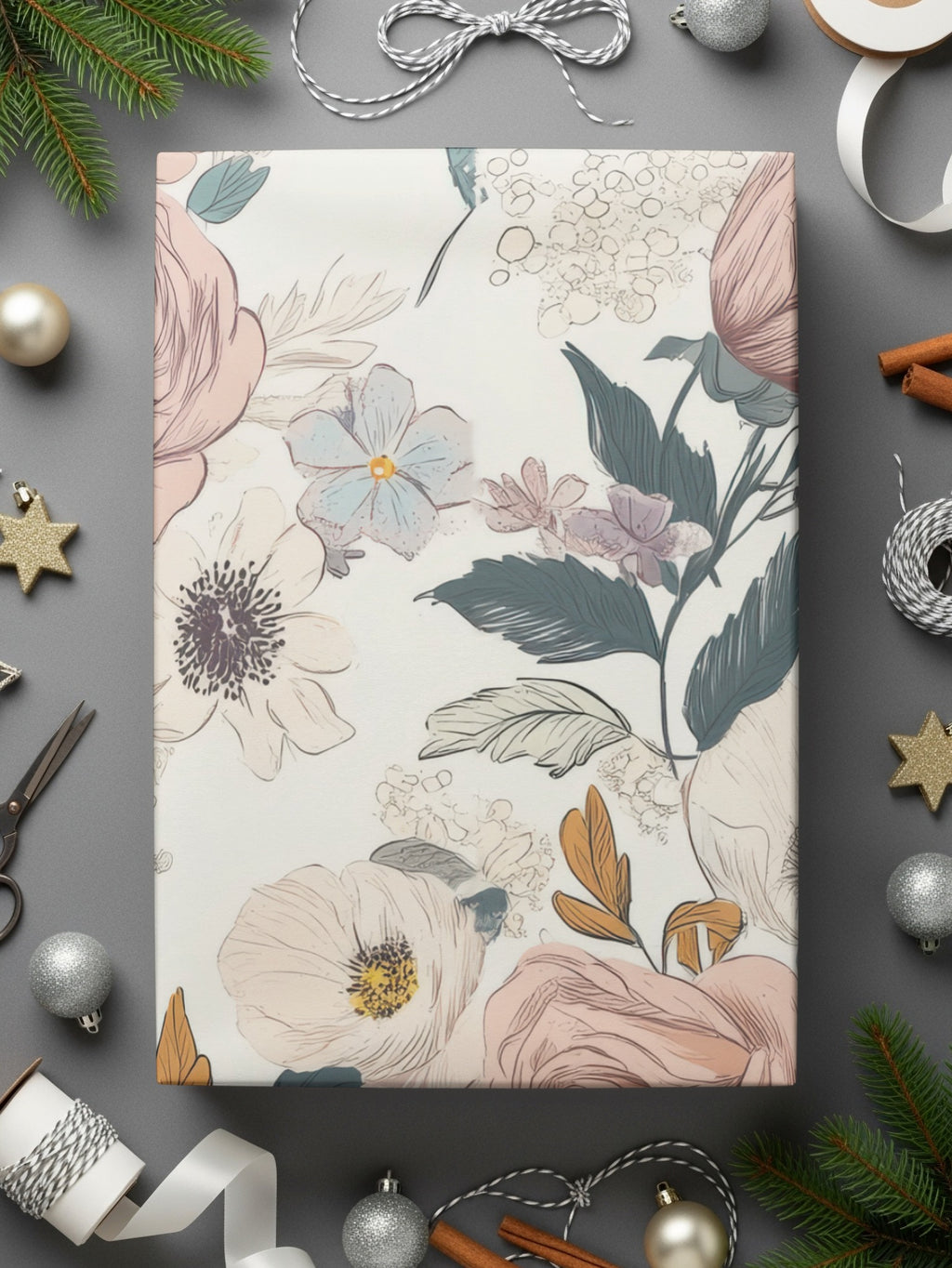 Elegant Vintage Floral Design Wrapping Paper for Gifting