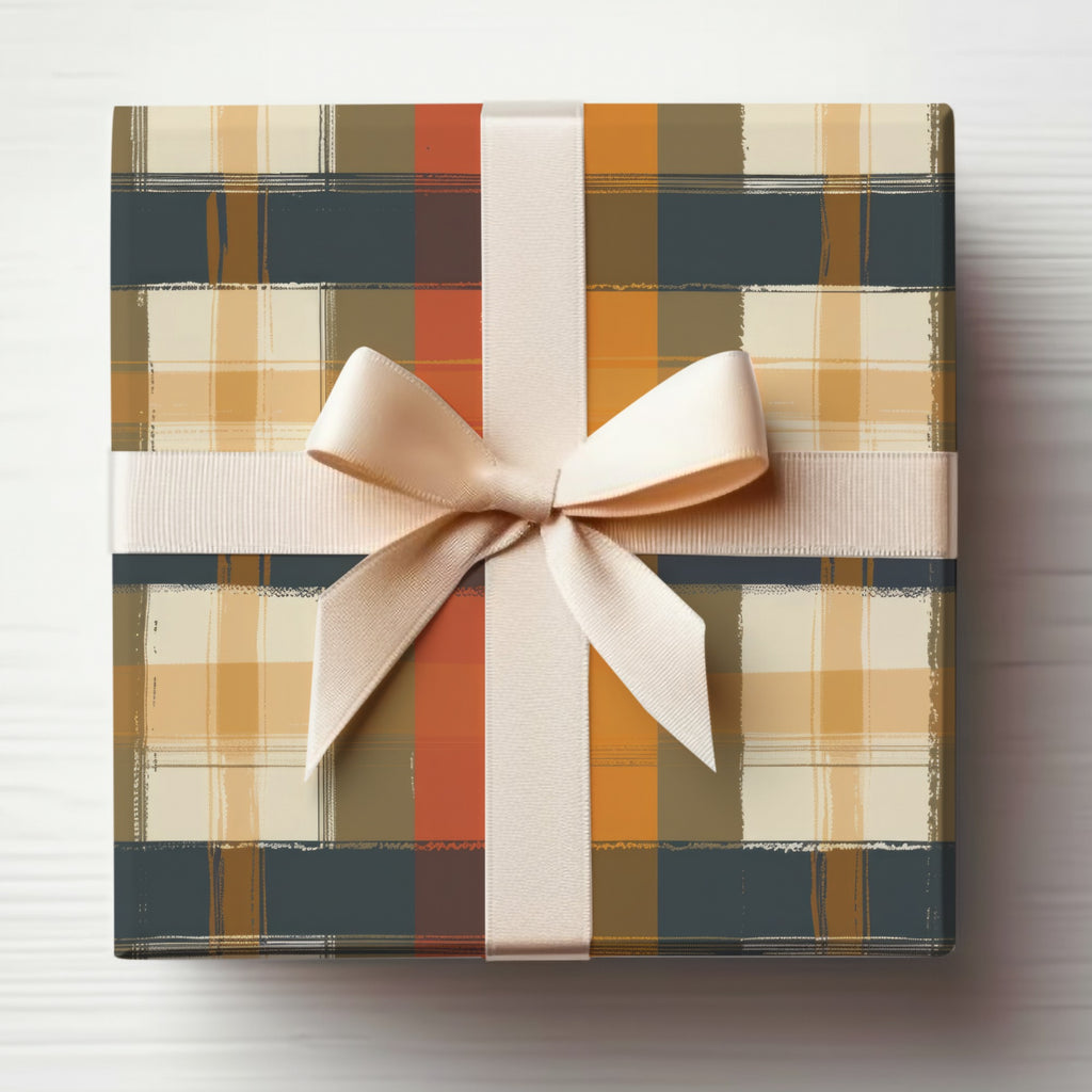 Plaid Pattern Gift Box with Elegant Bow Design