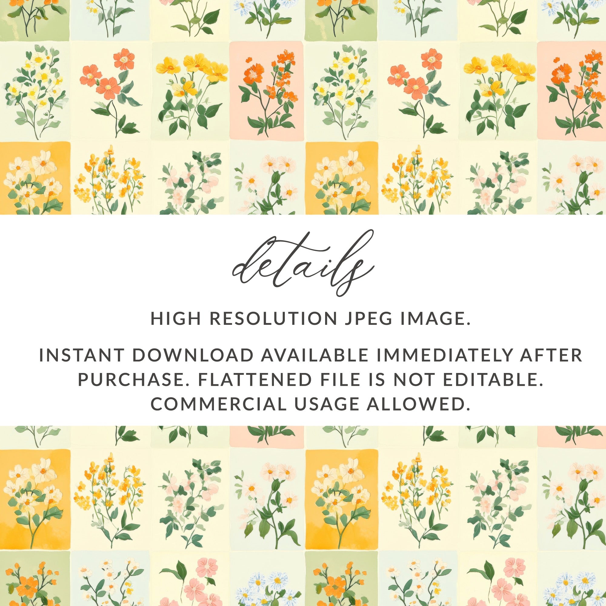 Floral High Resolution JPEG Image Instant Download
