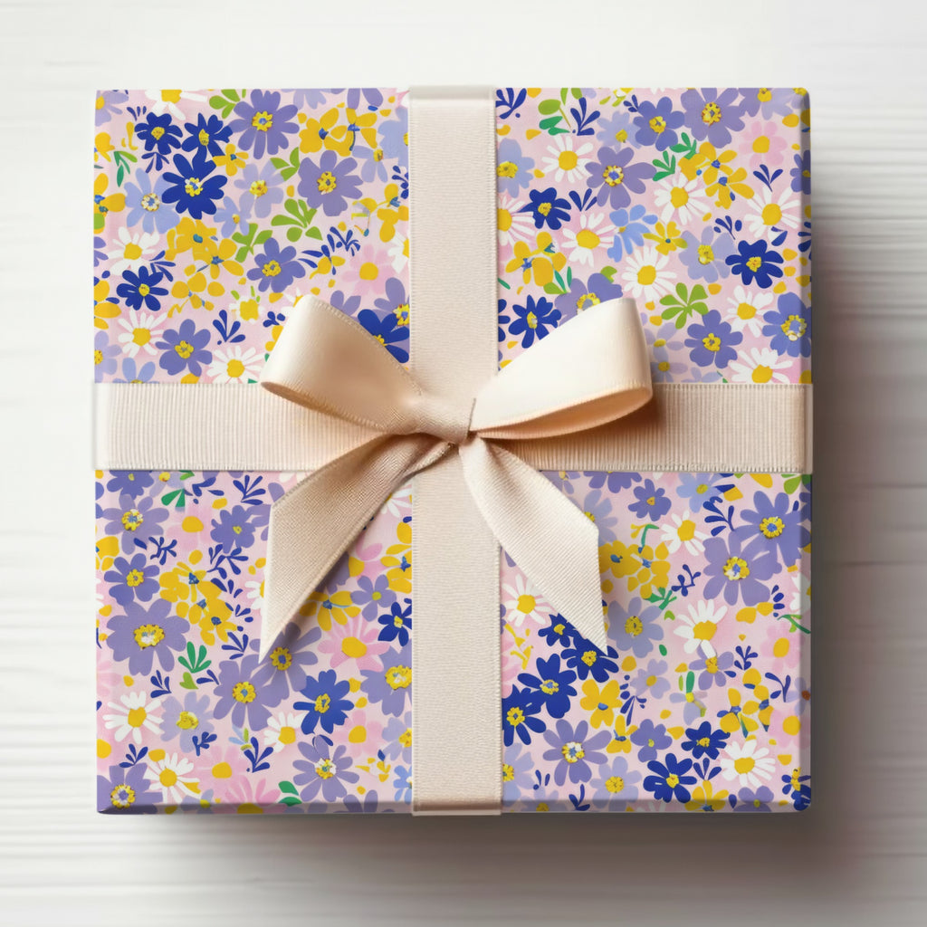 Colorful Floral Gift Box with Ribbon Wrapping