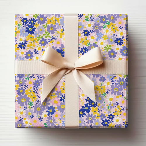 Colorful Floral Gift Box with Ribbon Wrapping