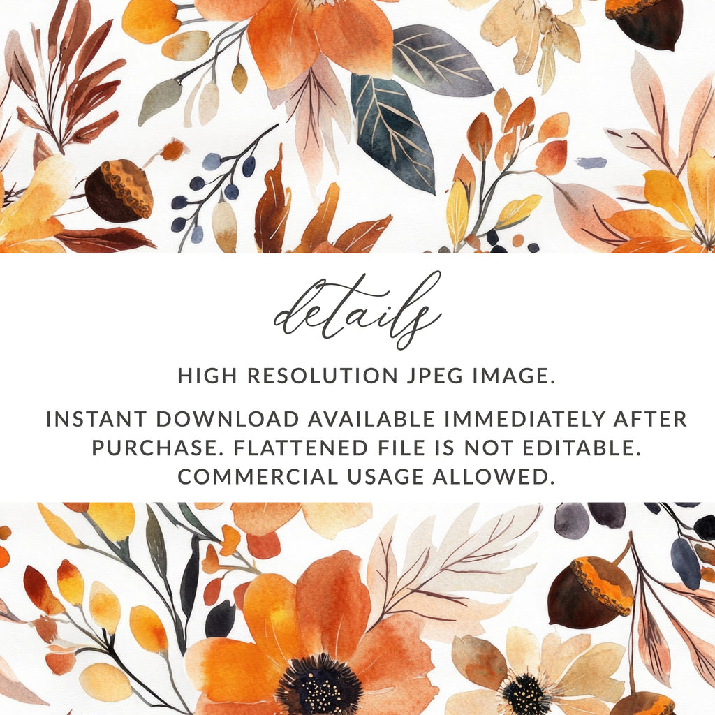 Autumn Floral Watercolor High Resolution JPEG Download