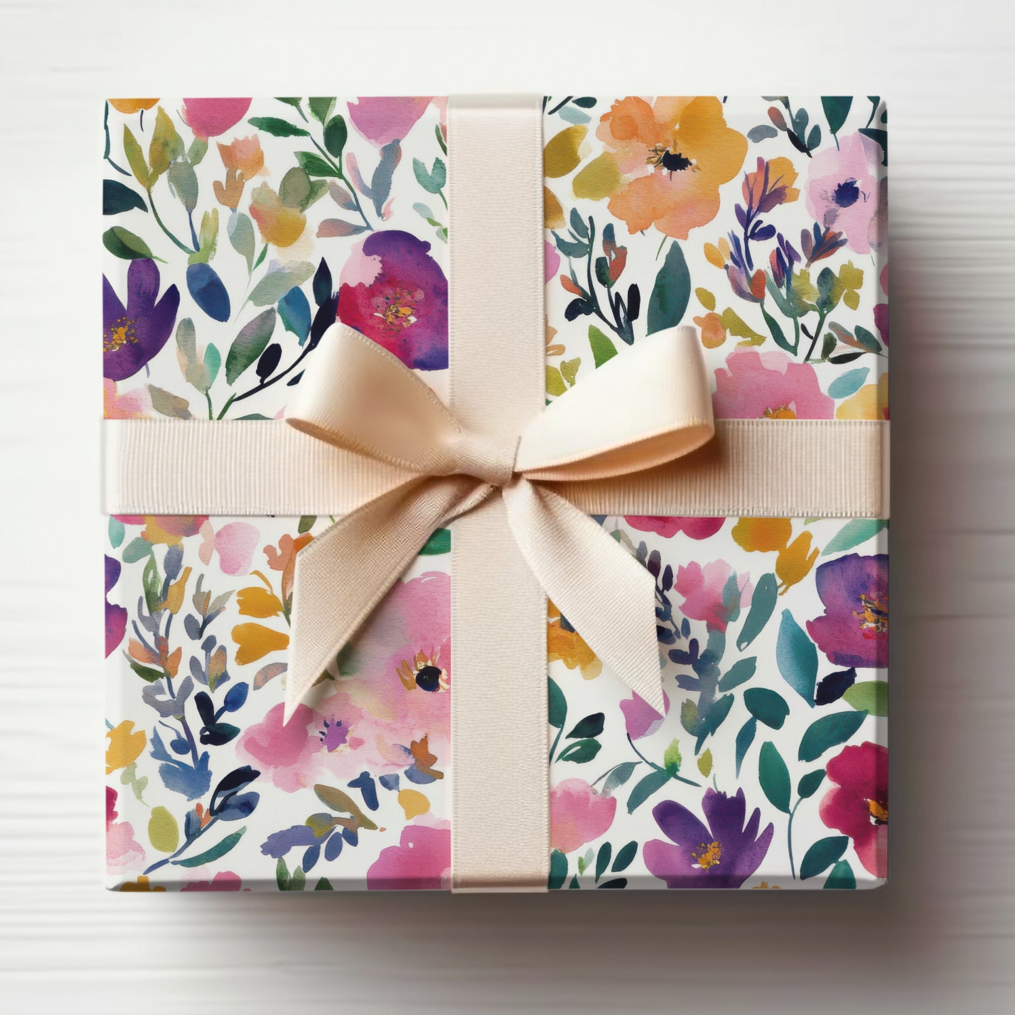 Beautiful Floral Gift Wrapping Paper with Ribbon