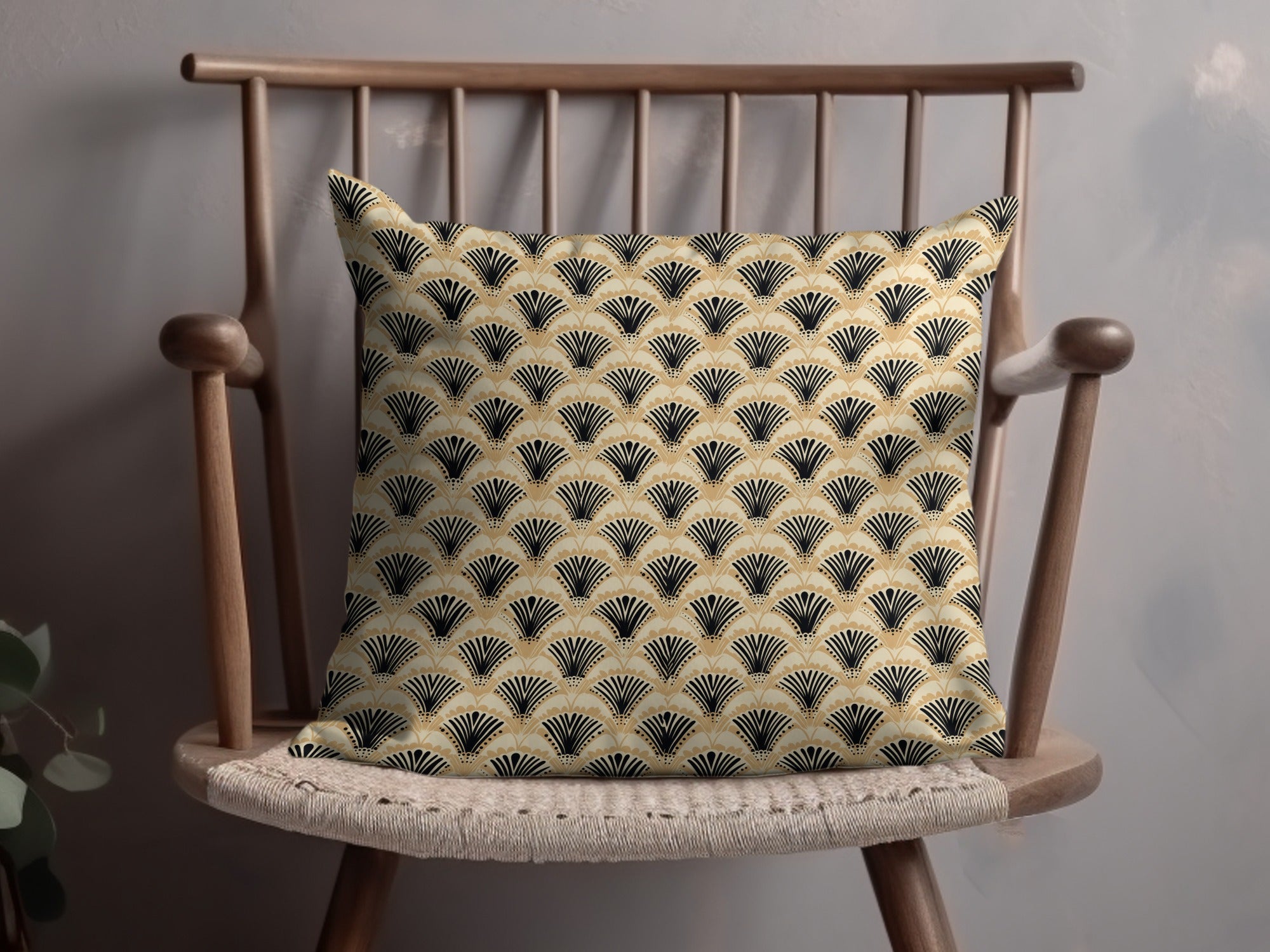 Art Deco Fan Pattern Cushion for Stylish Home Decor