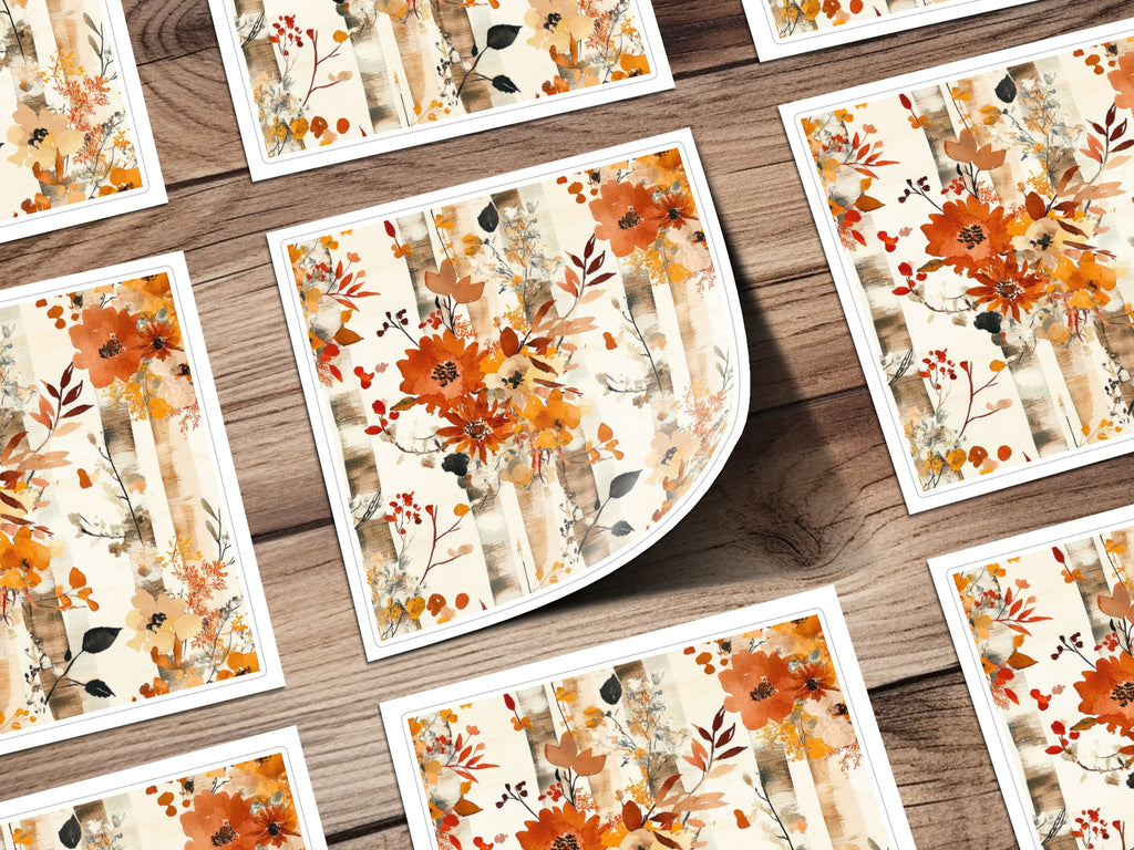 Autumn Floral Design on Wooden Background Art Print