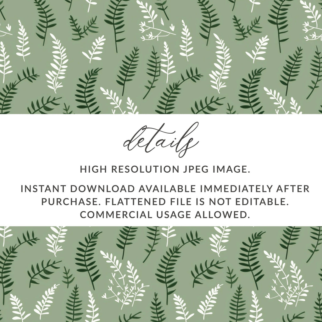 Green and White Fern Leaves Digital Download