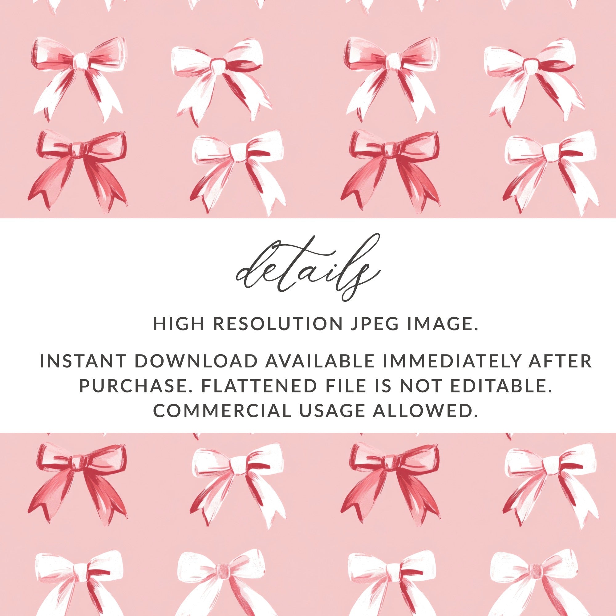 High Resolution Pink and White Bows Instant Download