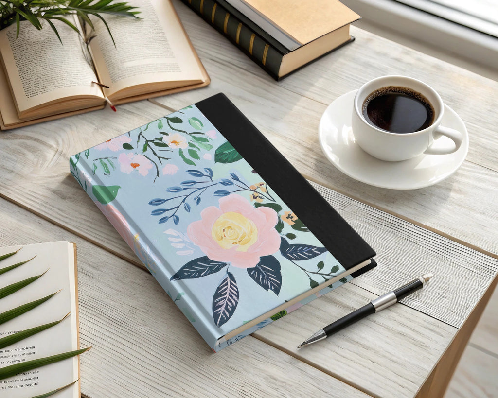 Acrylic Seamless Pattern, Modern Gouache Painted Floral, Blue Floral Digital Paper, Fine Art Floral Print, Fabric Design