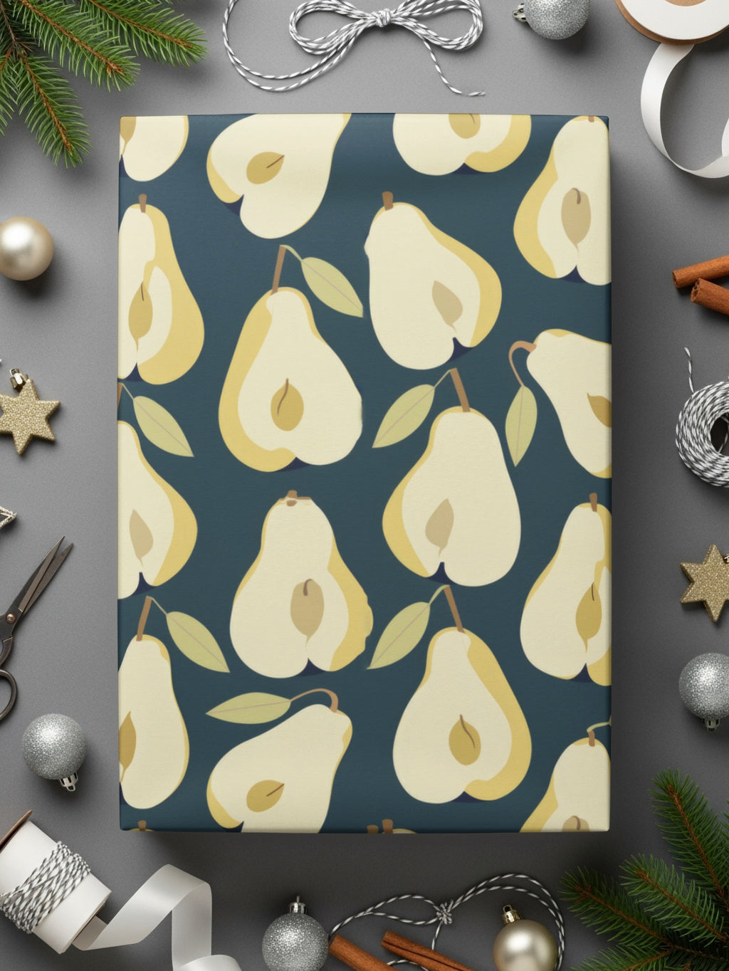 Pear Patterned Wrapping Paper for Festive Gift Wrapping
