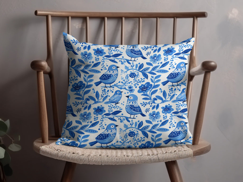 Charming Blue Birds Pattern with Floral Elements Digital - Moore and Mountain