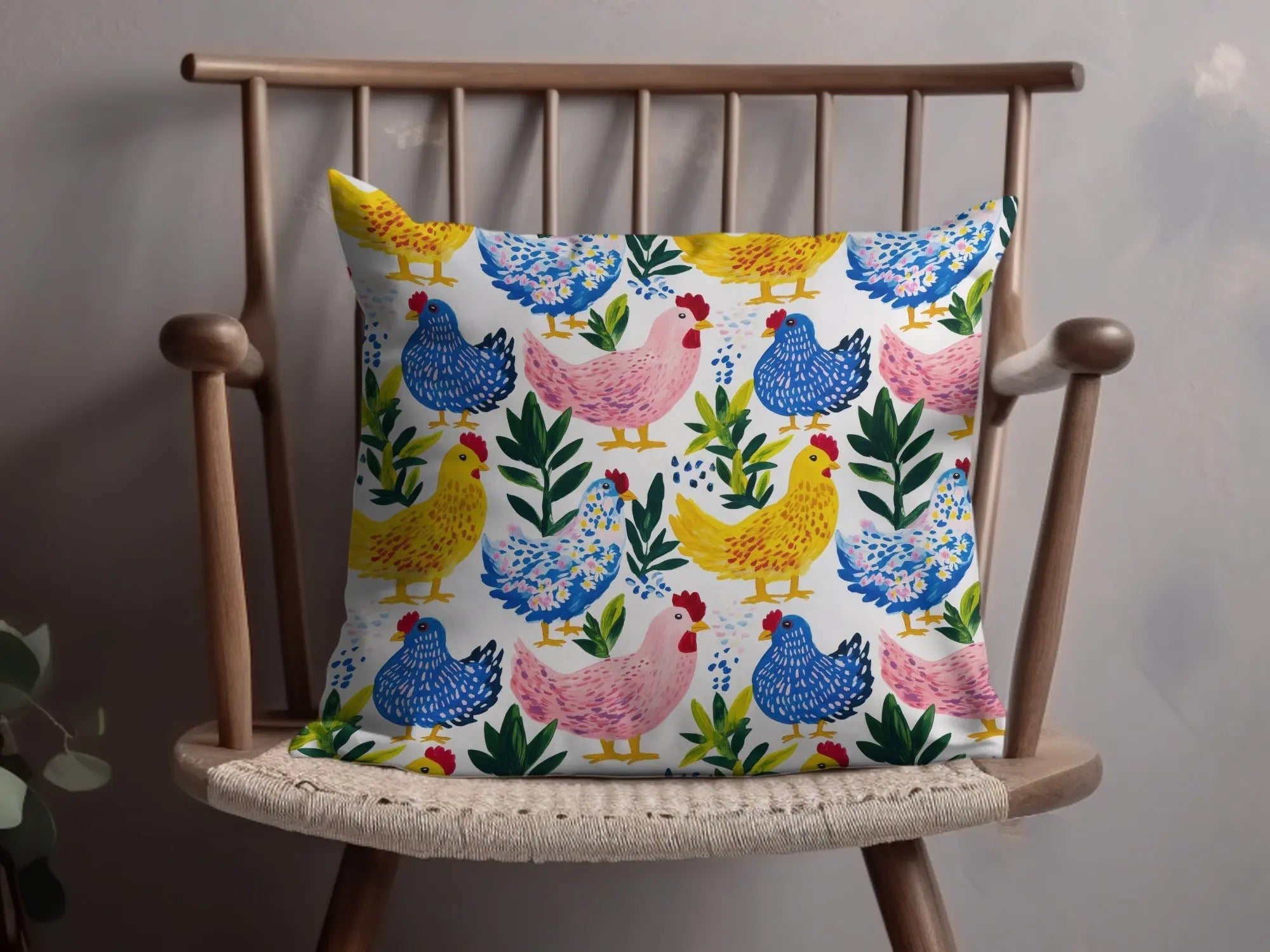 Chicken Digital Paper, Colorful Farmhouse Digital Pattern, Bird Seamless Pattern, Poultry Wallpaper, Hen Background, Repeatable Chicken File - Moore and Mountain