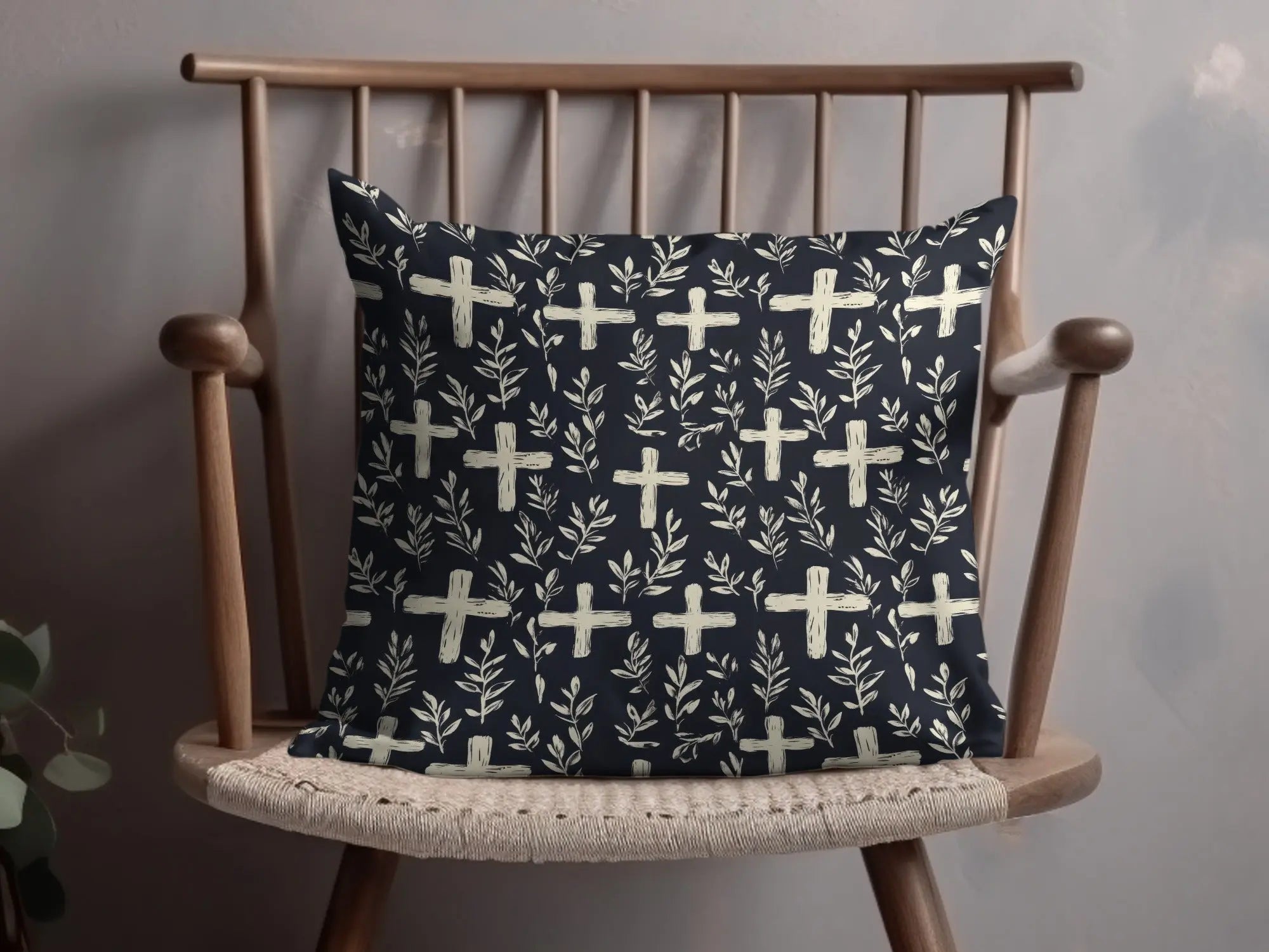 Christian Cross Seamless Pattern, Religious Leaves Digital Paper, JPEG File, Fabric Pattern, Floral Print, Digital Design, Download - Moore and Mountain