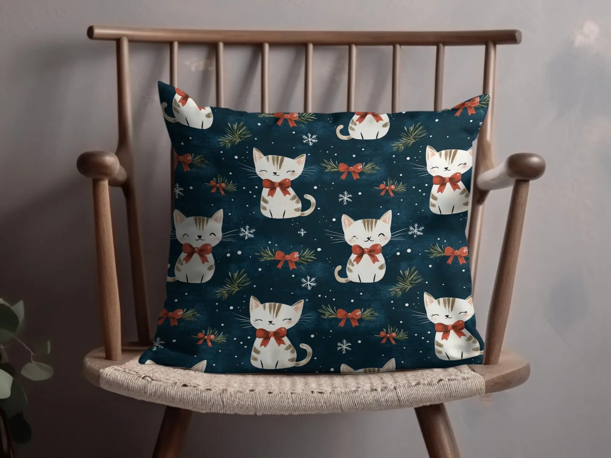 Christmas Cat Seamless Pattern Digital Paper, Cute Holiday Kitty Print for Fabric, Festive Pet Design, Christmas Animal, Gift Wrap, Crafts - Moore and Mountain