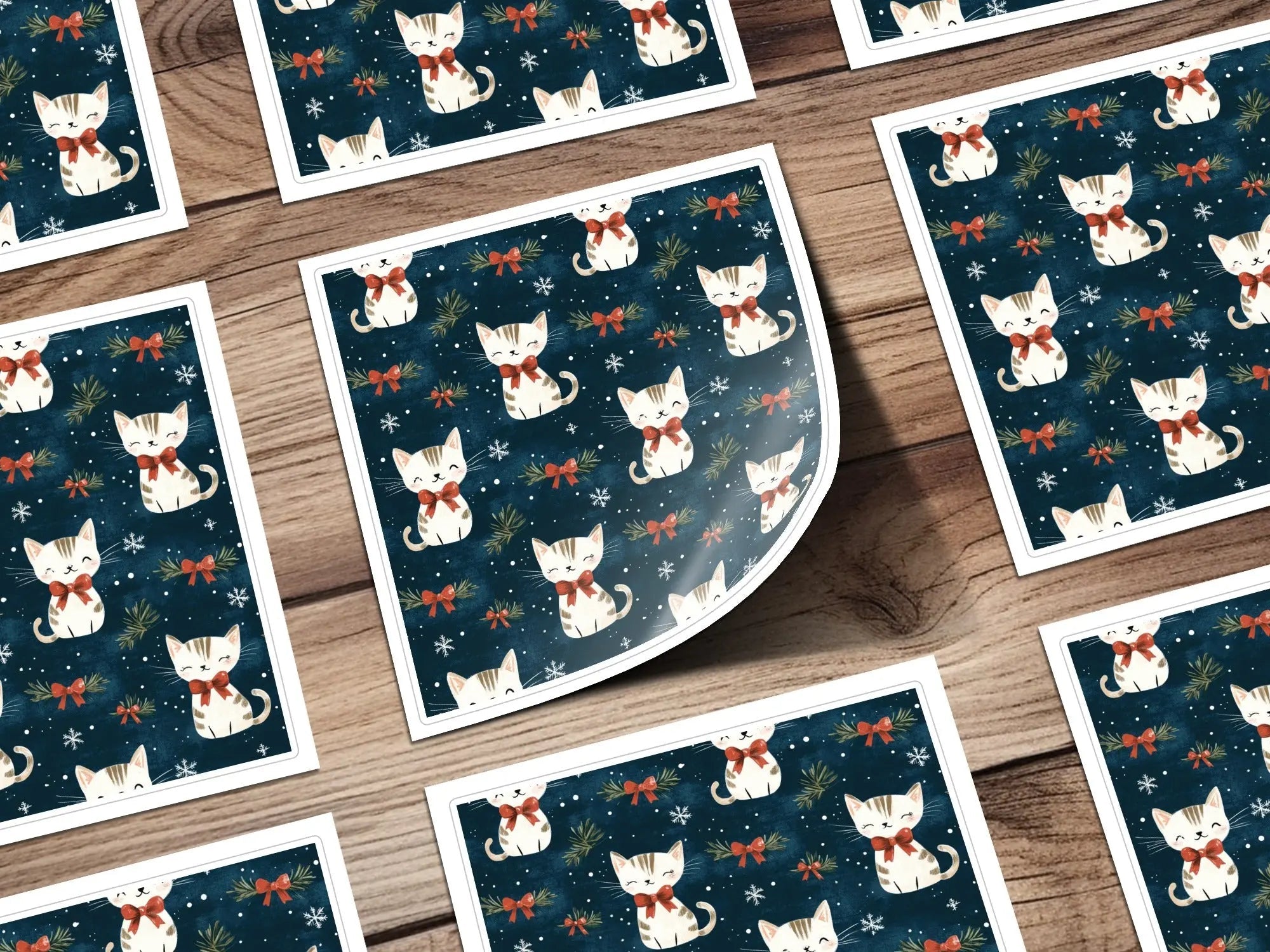 Christmas Cat Seamless Pattern Digital Paper, Cute Holiday Kitty Print for Fabric, Festive Pet Design, Christmas Animal, Gift Wrap, Crafts - Moore and Mountain