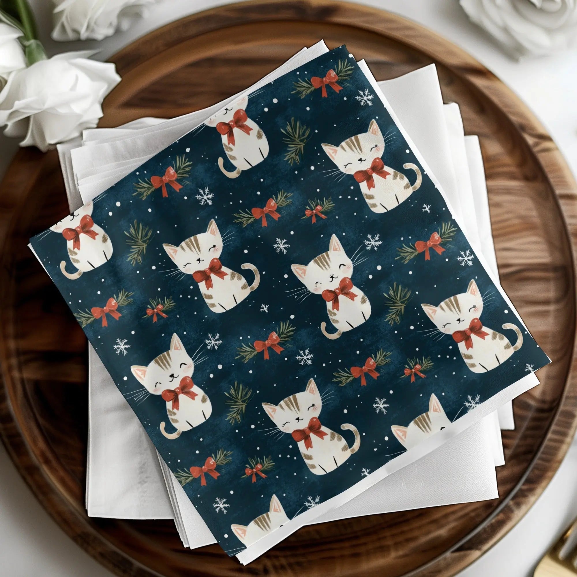 Christmas Cat Seamless Pattern Digital Paper, Cute Holiday Kitty Print for Fabric, Festive Pet Design, Christmas Animal, Gift Wrap, Crafts - Moore and Mountain