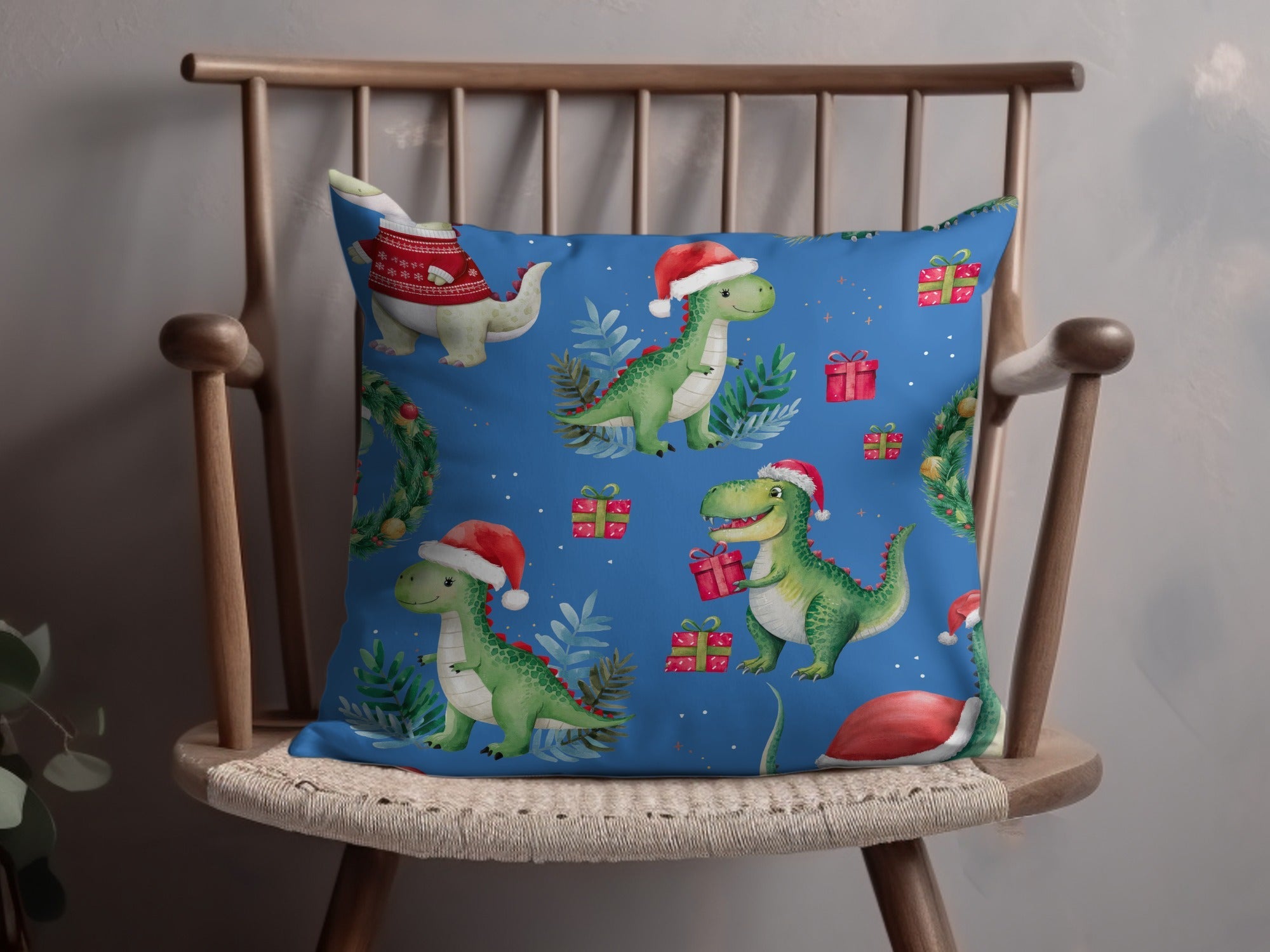 Christmas Dinosaur Digital Paper, Green Red Dino Seamless Pattern, Holiday Animal Print, Kids Fabric Design, Festive Digital Download - Moore and Mountain