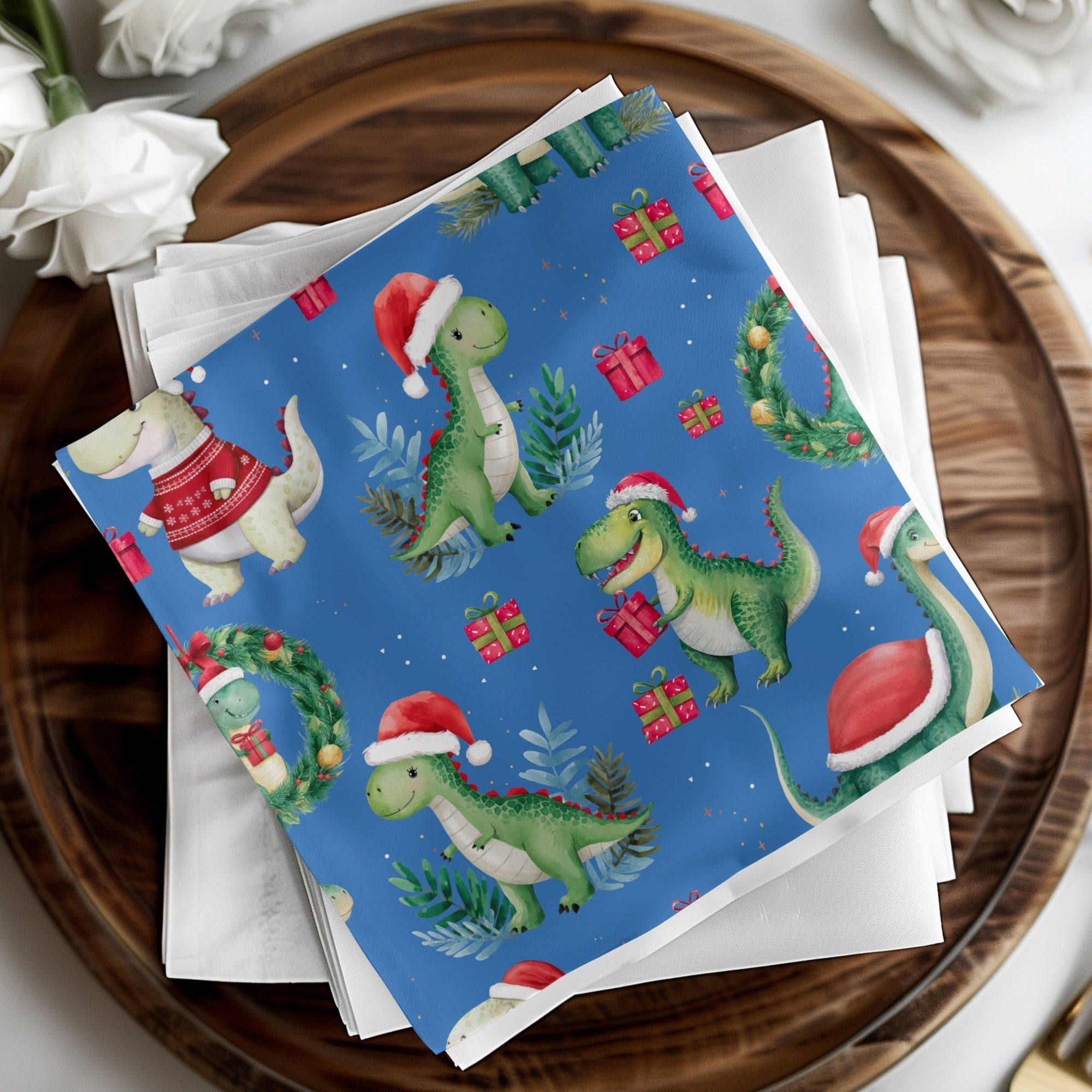 Christmas Dinosaur Digital Paper, Green Red Dino Seamless Pattern, Holiday Animal Print, Kids Fabric Design, Festive Digital Download - Moore and Mountain