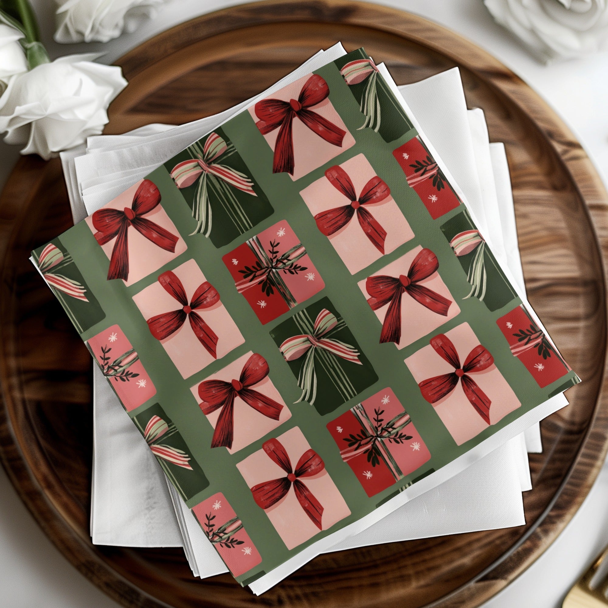 Christmas Gift Digital Paper, Red, Green, Pink Presents Pattern, Holiday Digital Download, Seamless Wrapping Paper, Winter Scrapbook Paper - Moore and Mountain