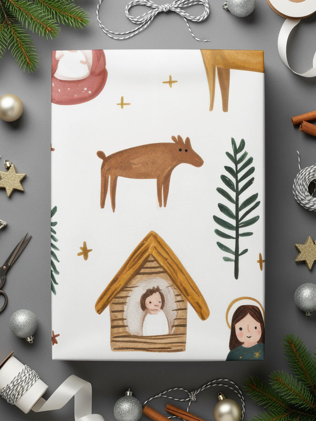 Christmas Nativity Scene Seamless Pattern Cute Watercolor Pattern Design Digital - Moore and Mountain