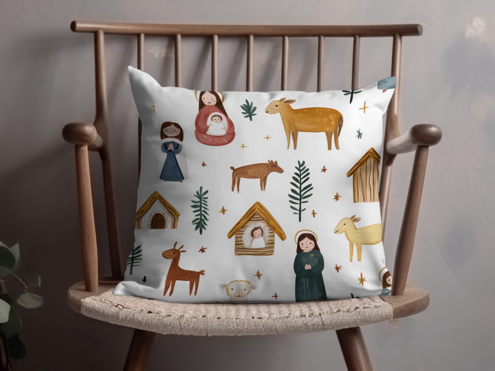 Christmas Nativity Scene Seamless Pattern Cute Watercolor Pattern Design Digital - Moore and Mountain