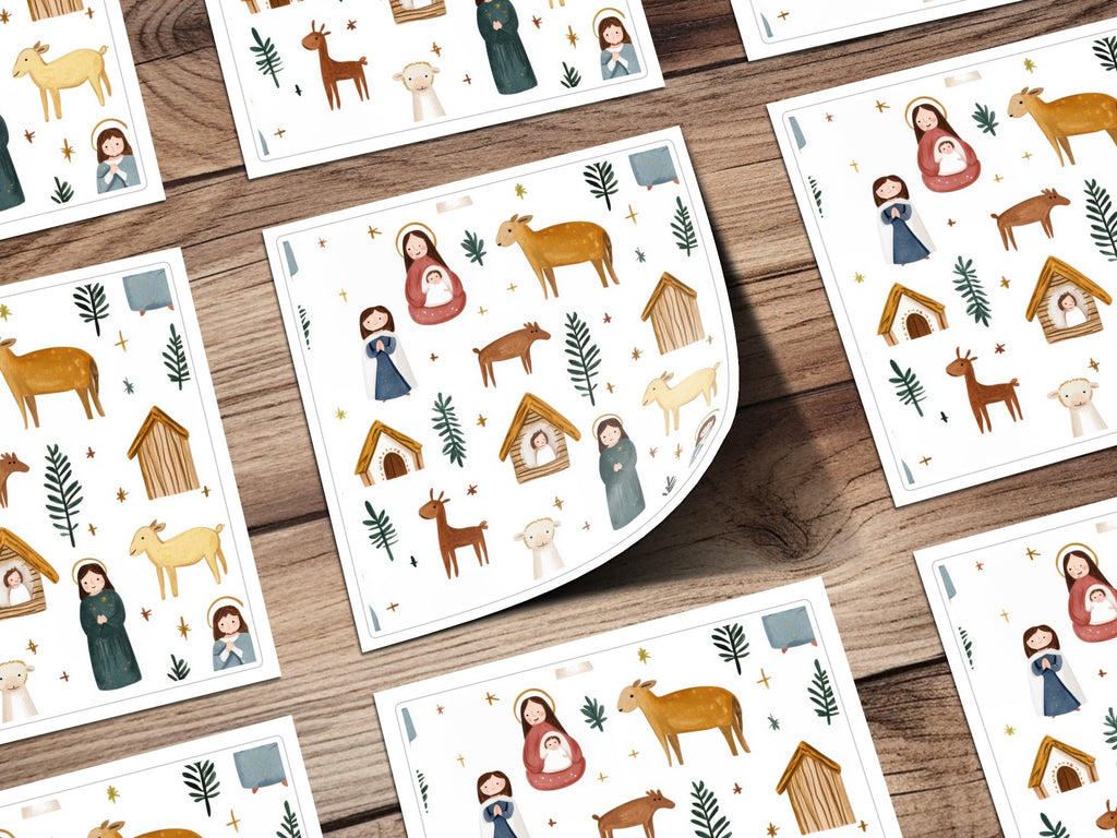 Christmas Nativity Scene Seamless Pattern Cute Watercolor Pattern Design Digital - Moore and Mountain