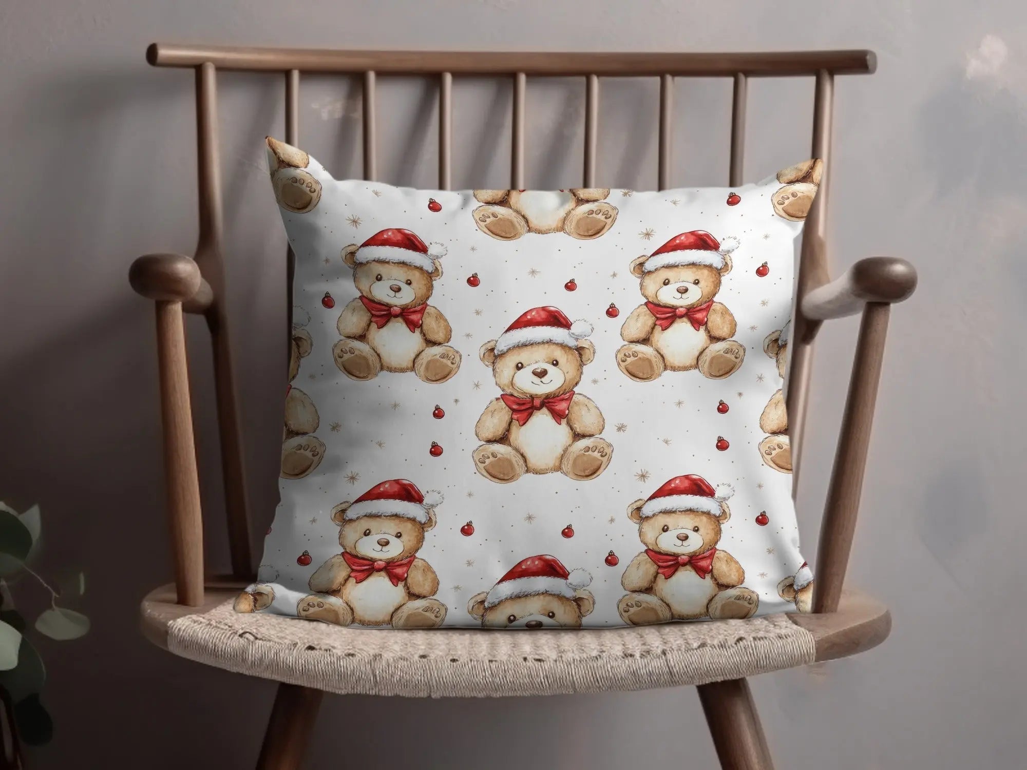 Christmas Teddy Bear Seamless Pattern, Holiday Digital Paper, Watercolor Repeat Pattern, Festive Bears, Digital Download 12x12 inches - Moore and Mountain