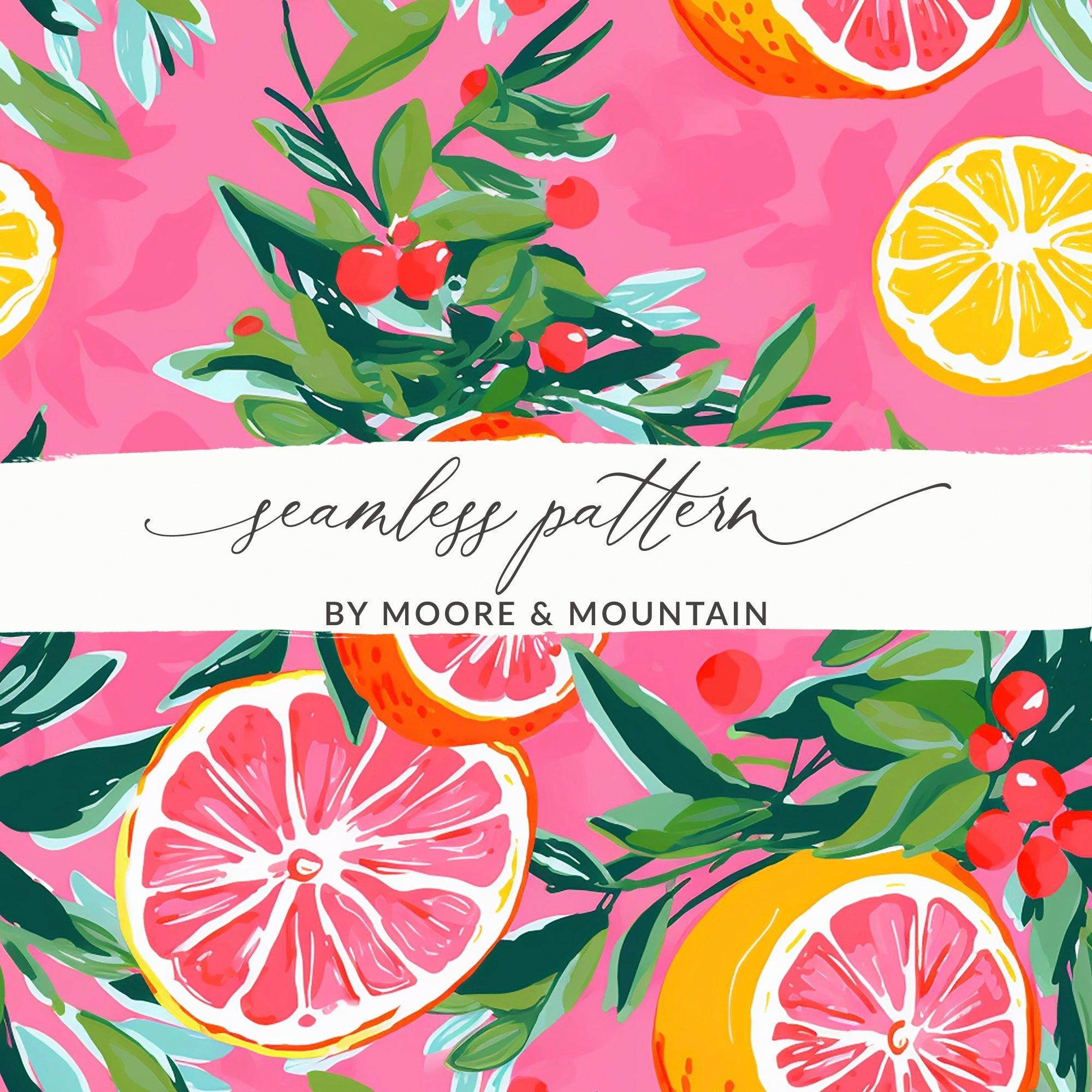 Citrus Digital Paper, Pink Lemonade Seamless Pattern, Fruit Repeat Print, Summer Scrapbook Paper, Trendy Wallpaper Design, Commercial Use - Moore and Mountain