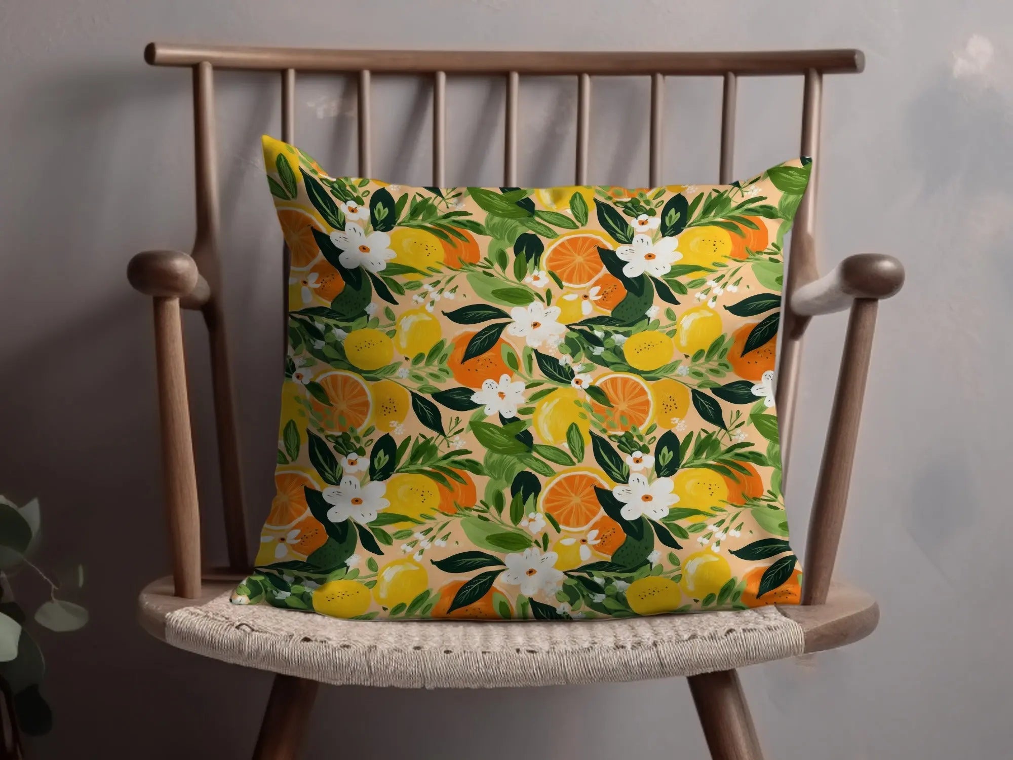 Citrus Floral Pattern, Seamless Ditsy Floral Digital Paper, Lemon Orange Print, Tropical Background, Printable Fabric Design, Summer Wall Art, Digital - Moore and Mountain