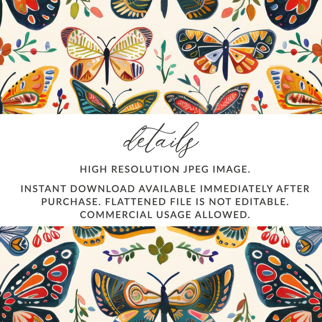 Colorful Butterfly Pattern, Digital Paper, Insect Art, Seamless Pattern Design, Butterflies Printable Art, Scrapbook Paper Download - Moore and Mountain