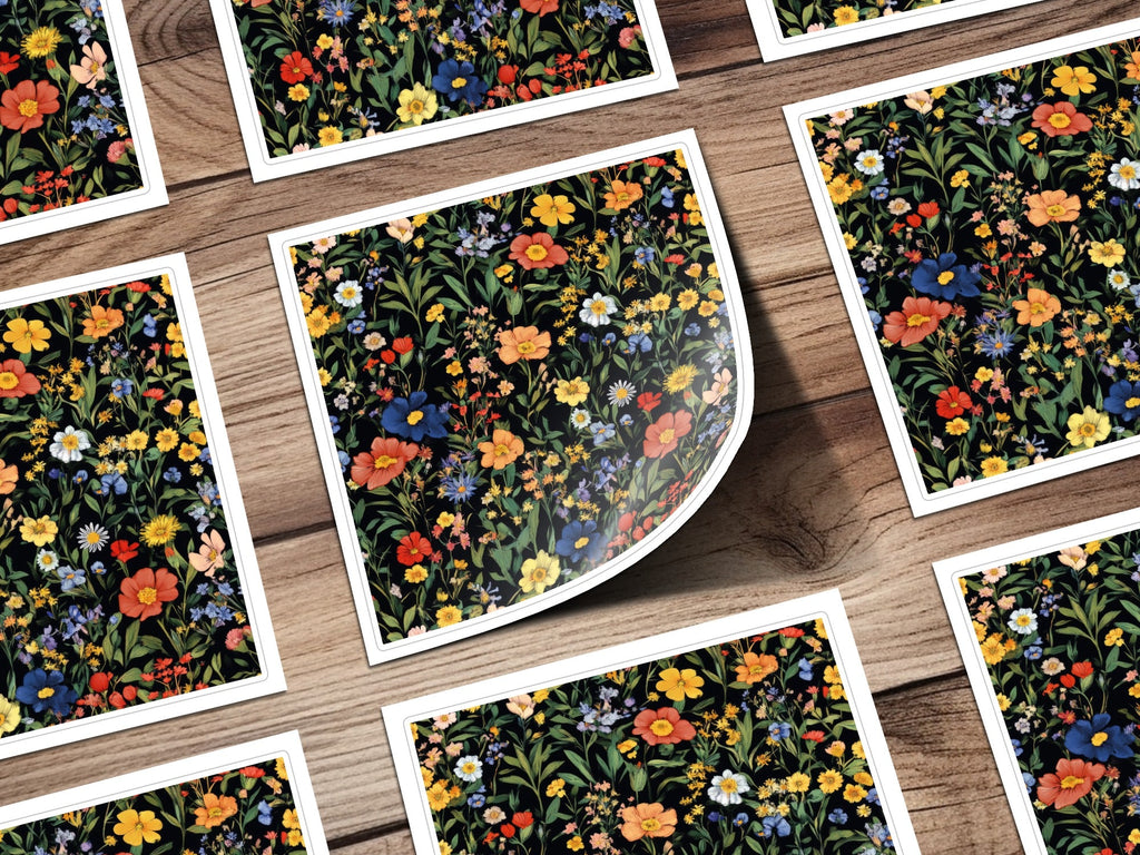 Colorful Floral Pattern Spring Summer Black Seamless Digital Pattern - Moore and Mountain