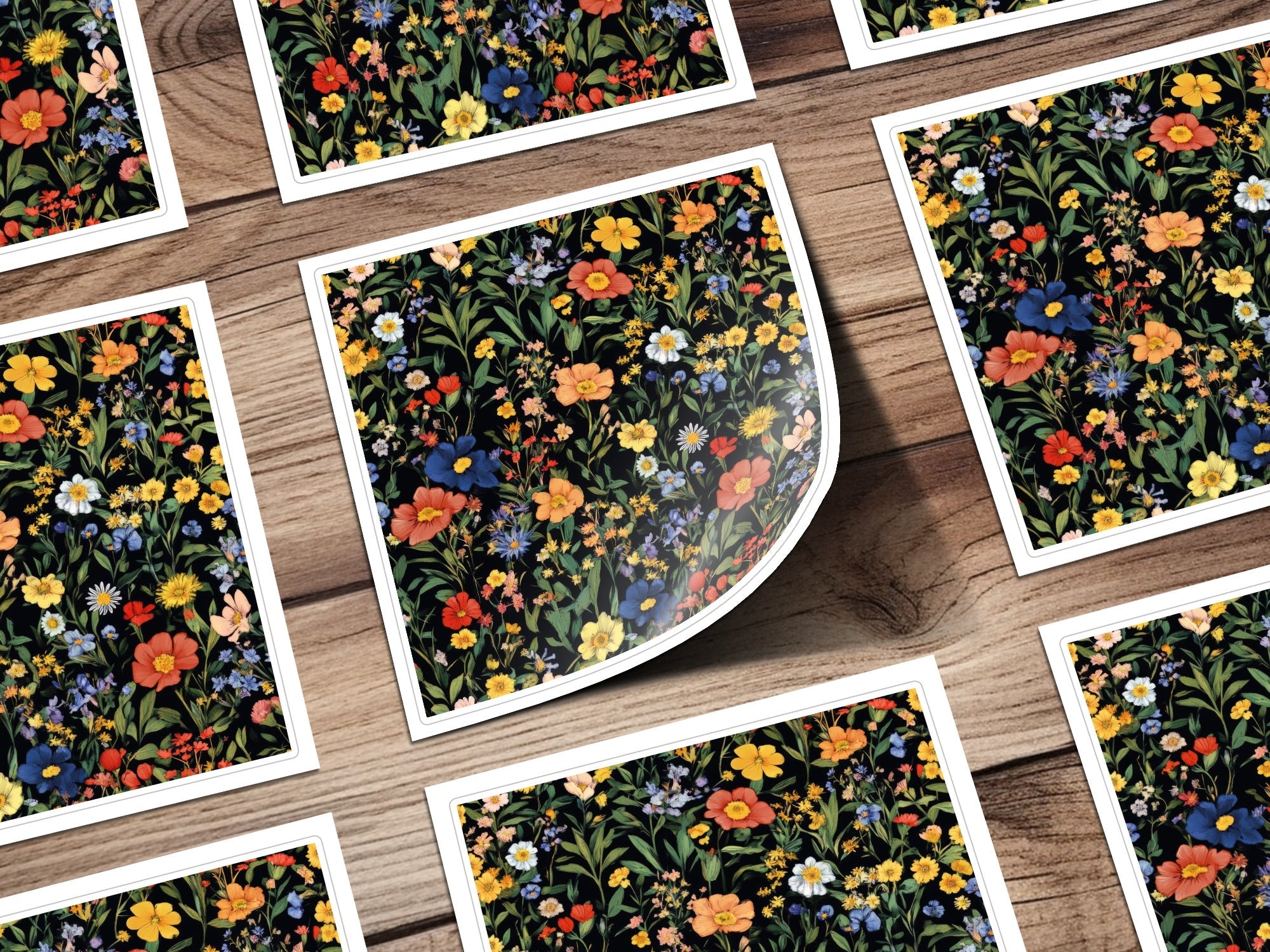 Colorful Floral Pattern Spring Summer Black Seamless Digital Pattern - Moore and Mountain