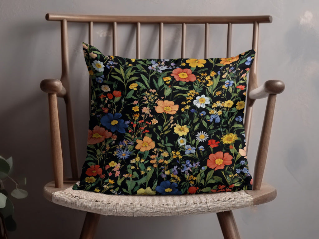 Colorful Floral Pattern Spring Summer Black Seamless Digital Pattern - Moore and Mountain