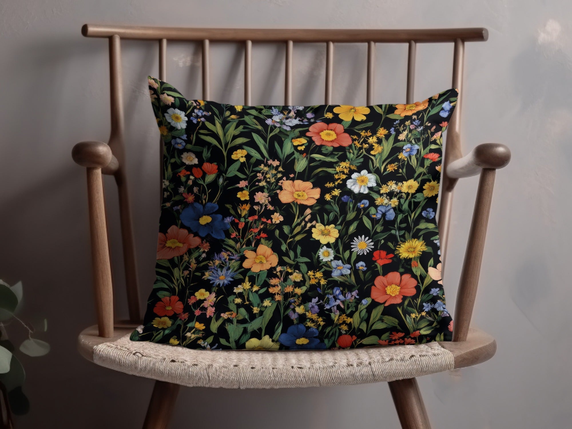 Colorful Floral Pattern Spring Summer Black Seamless Digital Pattern - Moore and Mountain