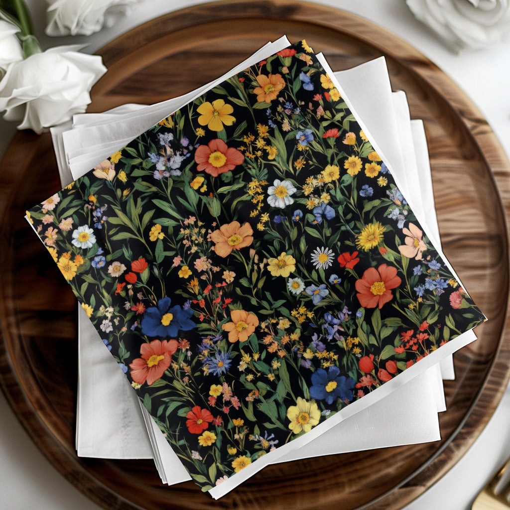 Colorful Floral Pattern Spring Summer Black Seamless Digital Pattern - Moore and Mountain