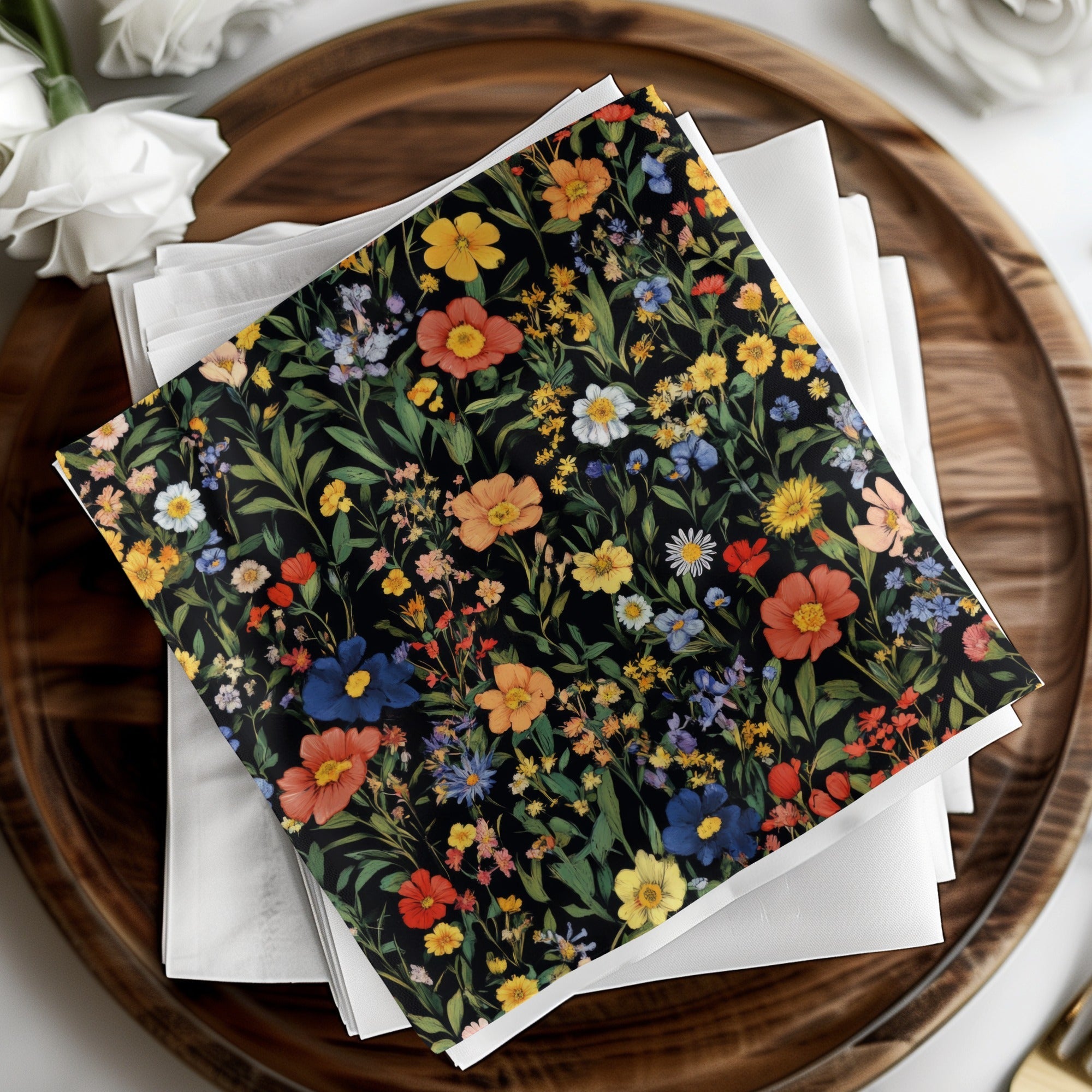 Colorful Floral Pattern Spring Summer Black Seamless Digital Pattern - Moore and Mountain