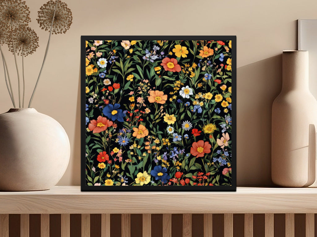 Colorful Floral Pattern Spring Summer Black Seamless Digital Pattern - Moore and Mountain