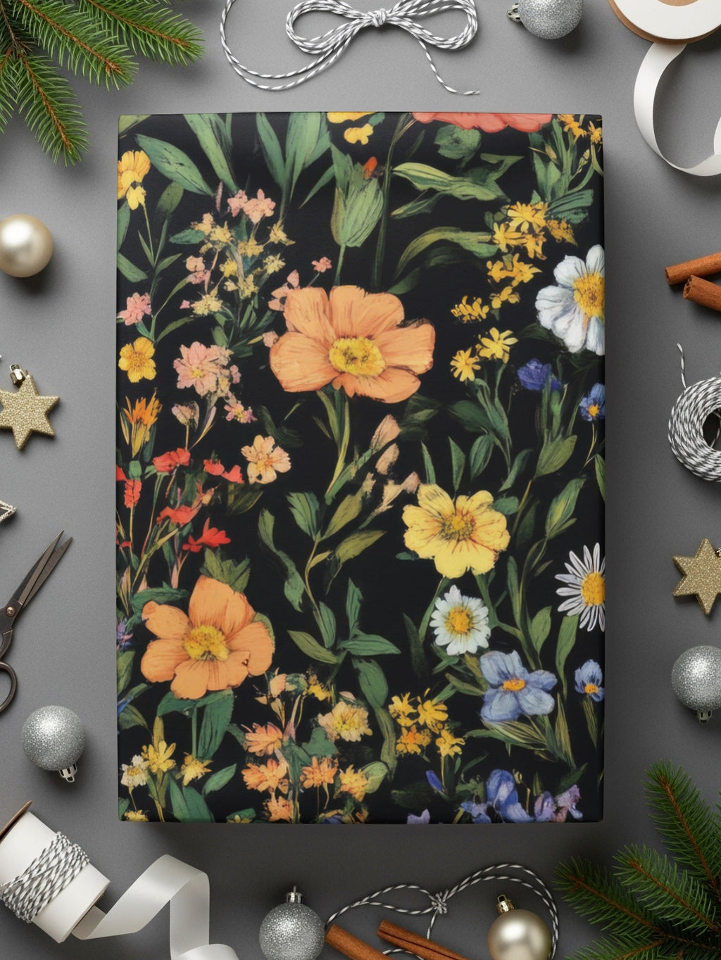 Colorful Floral Pattern Spring Summer Black Seamless Digital Pattern - Moore and Mountain