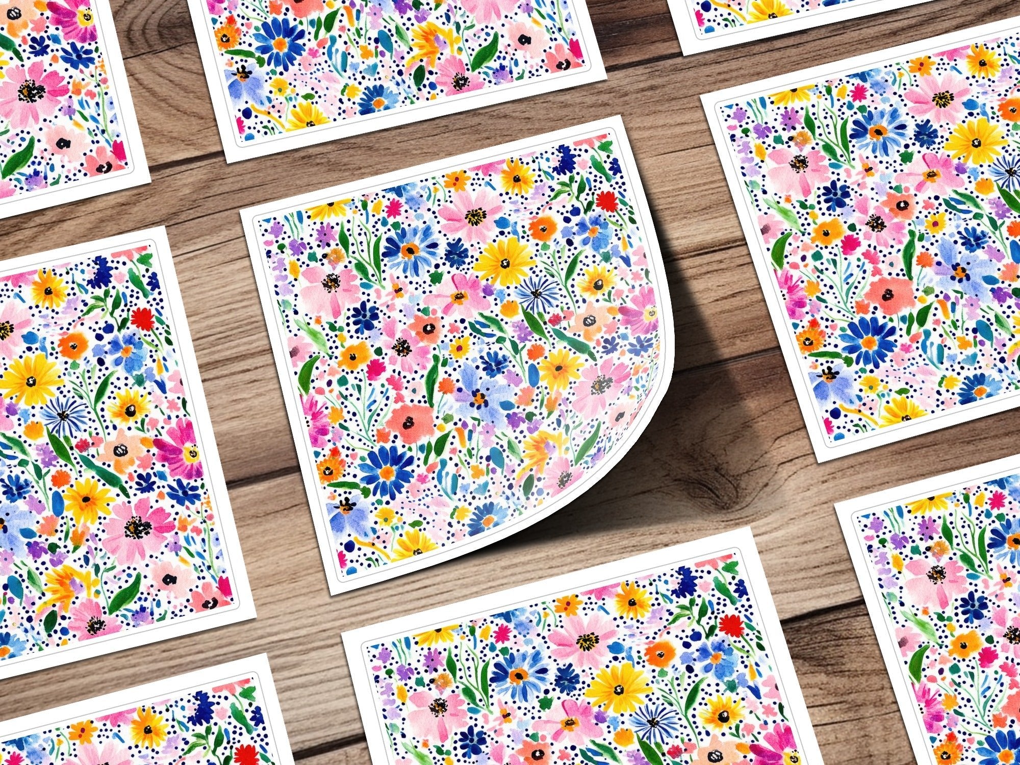 Colorful Spring Watercolor Floral Pattern, Summery Floral Background With Dots - Moore and Mountain
