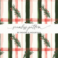Coquette Christmas Holiday Tartan Pattern with Fir Twigs & Berries Digital Download | Festive Christmas Plaid Art - Moore and Mountain
