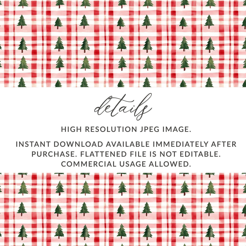 Coquette Classic Christmas Tree and Plaid Pattern Repeating Digital - Moore and Mountain