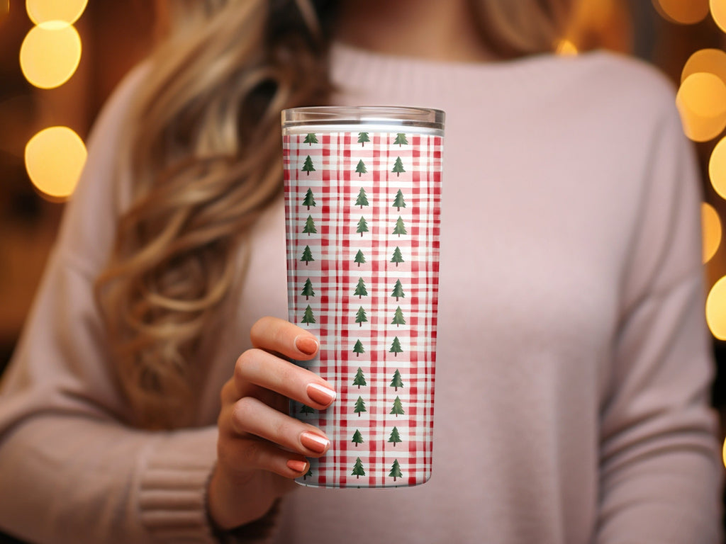 Coquette Classic Christmas Tree and Plaid Pattern Repeating Digital - Moore and Mountain