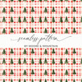 Coquette Red And White Plaid With Green Trees Pattern Digital - Moore and Mountain