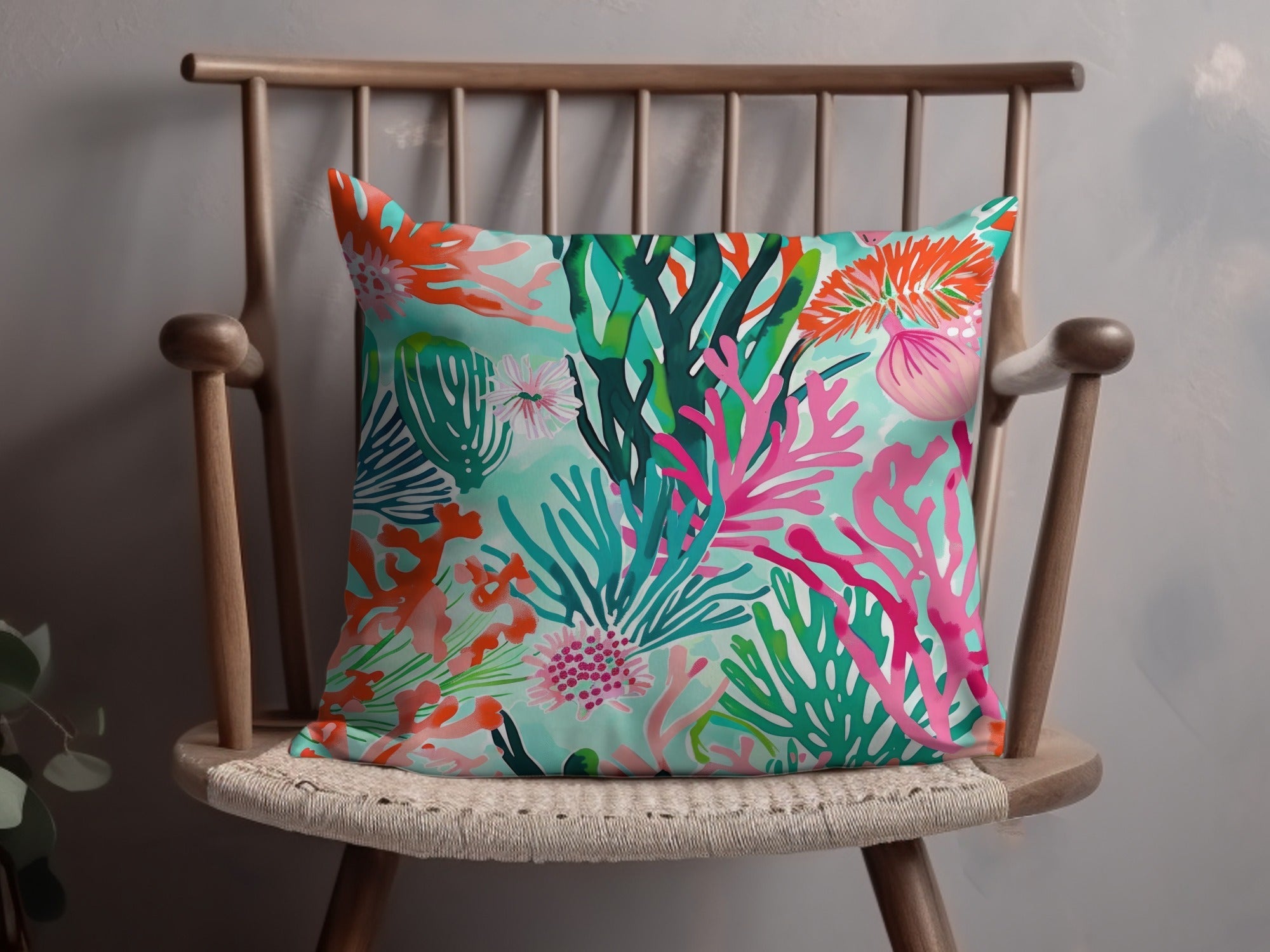 Coral Reef Digital Paper, Pink, Orange and Green Seaweed Pattern, Abstract Summer Background, Vibrant Underwater Print, Digital Download - Moore and Mountain